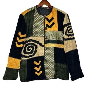 VINTAGE 90's Jacket Wearable Art Size Small Art To Wear Tapestry Lined kitschy